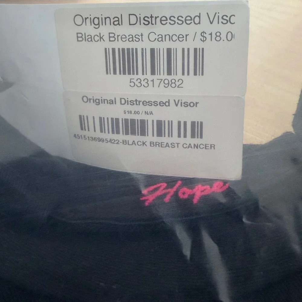 KBETHOS Vintage Black Distressed Visor Pink Breast Cancer Ribbon Hope Adjustable